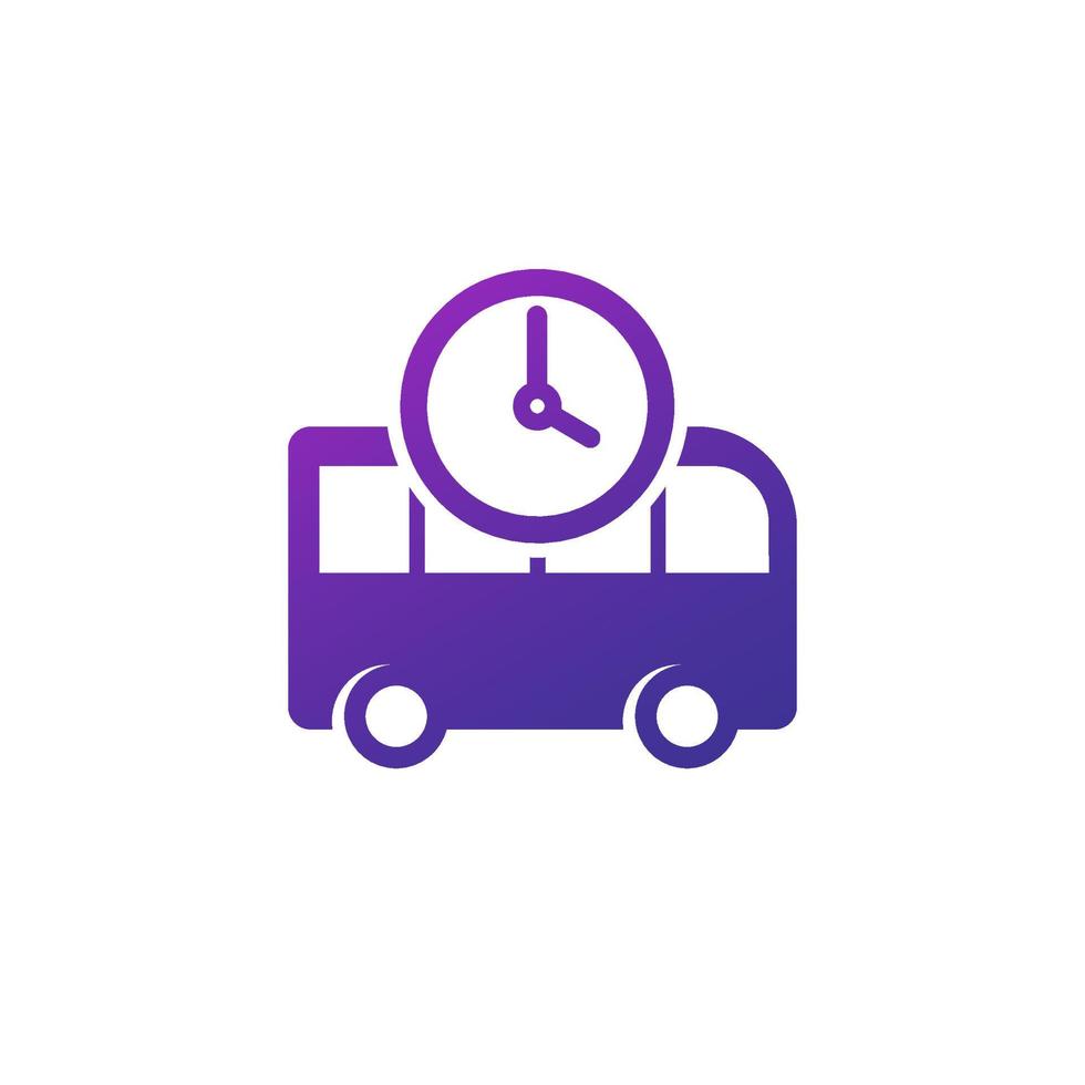 horario de autobuses, icono de hora de llegada vector