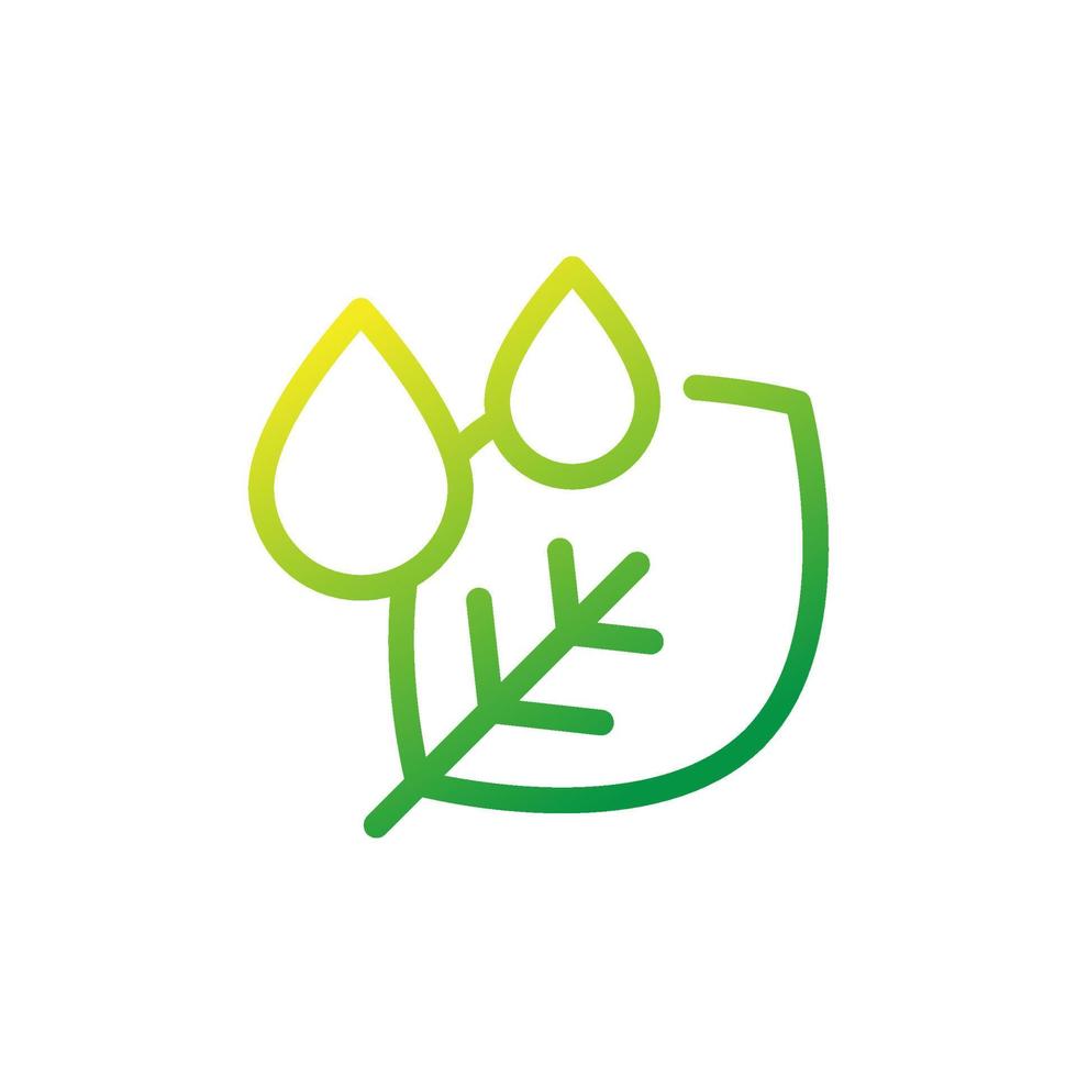 Drops and leaf line icon, vector