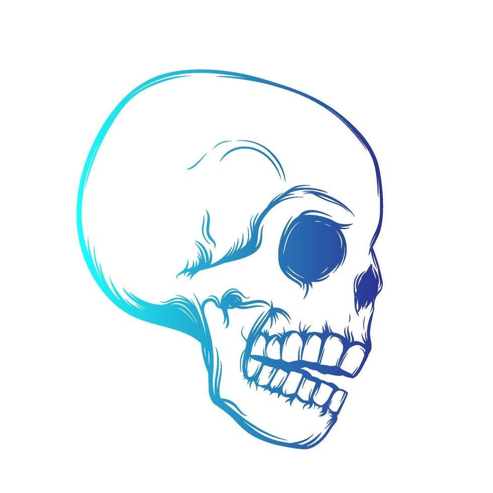 skull, side view, vector outline, t-shirt design