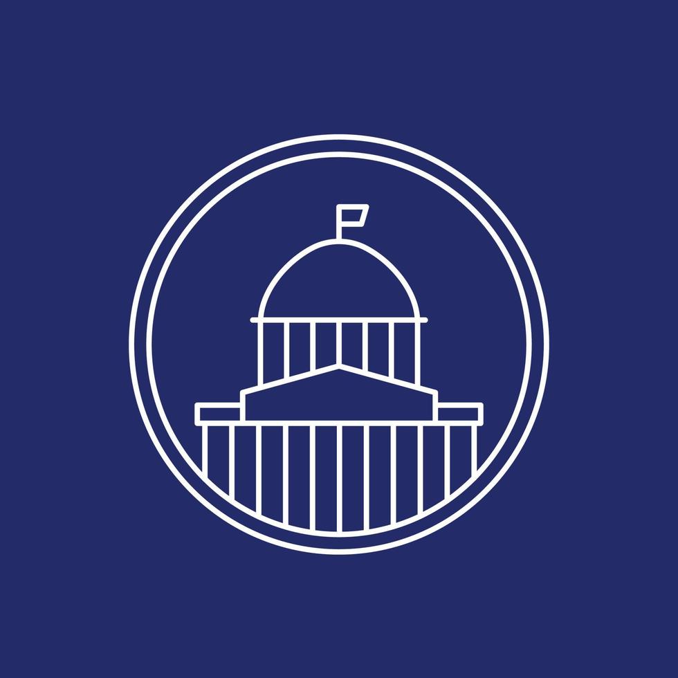 capitol building line round icon vector