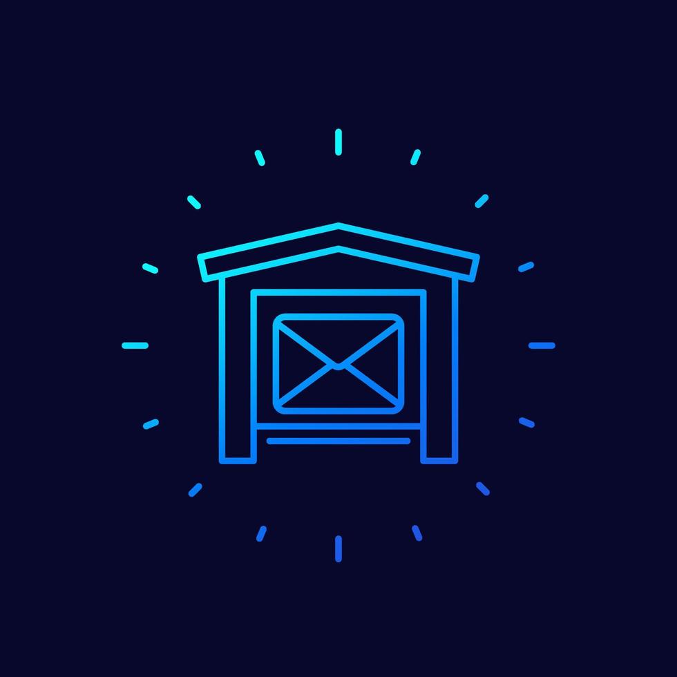 mail warehouse line icon for web vector