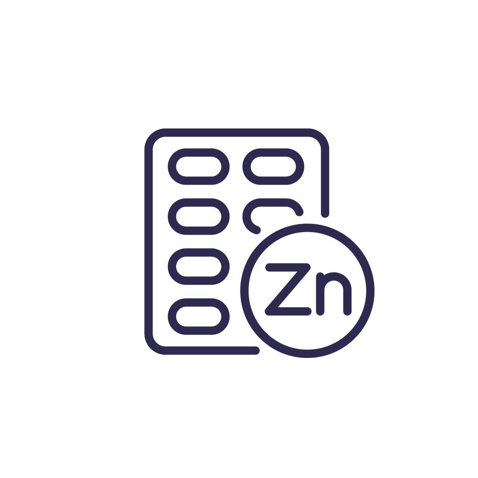 zinc capsules, Zn mineral line icon vector