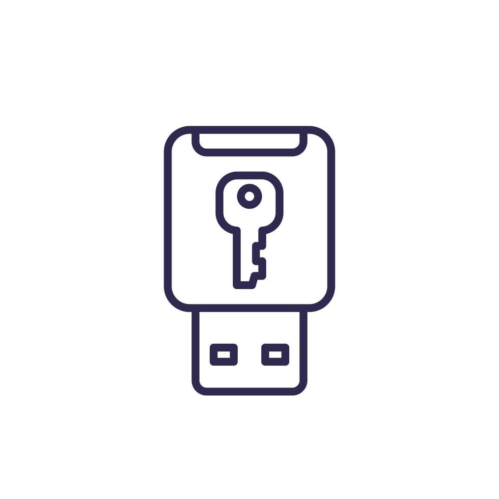 usb stick security key line icon vector