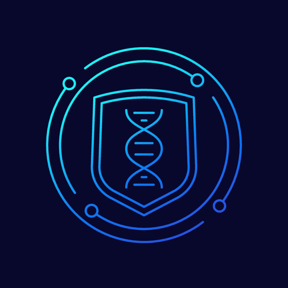 dna and shield line vector icon