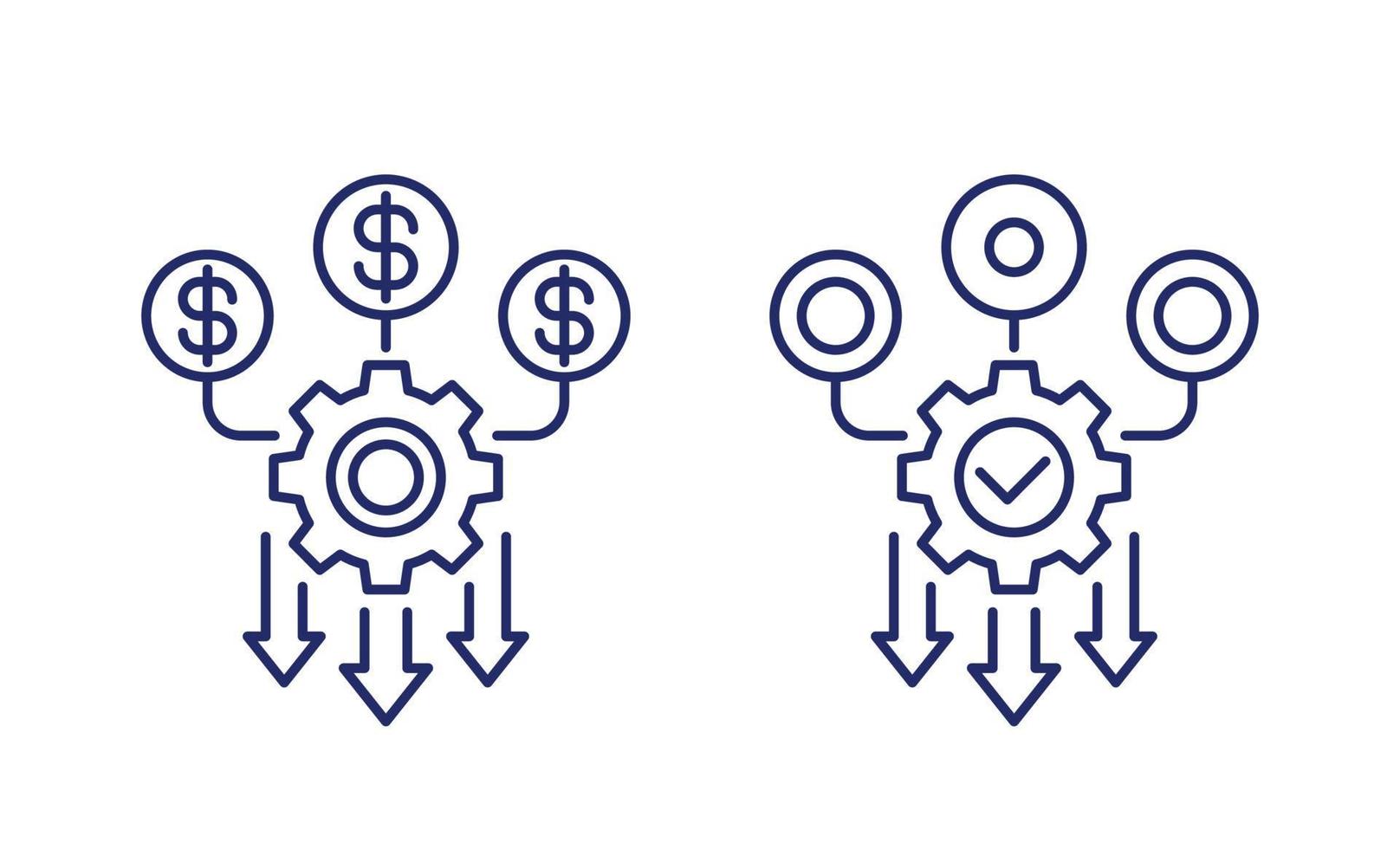 cash flow optimization line icons vector