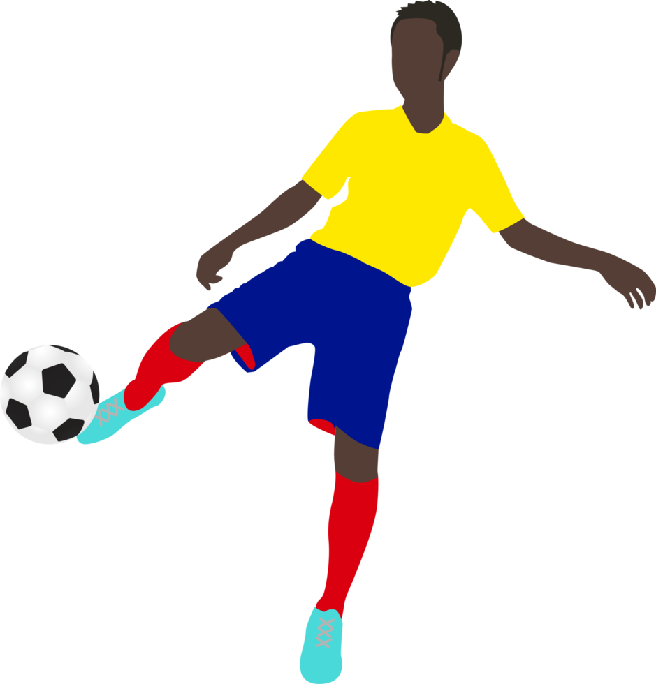 Cartoon football soccer player man in action png