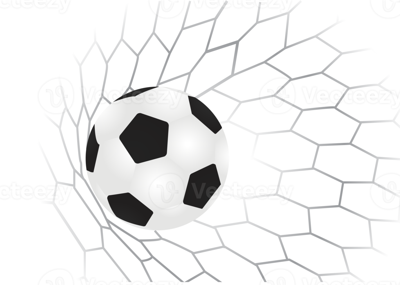 Soccer ball on goal with net png