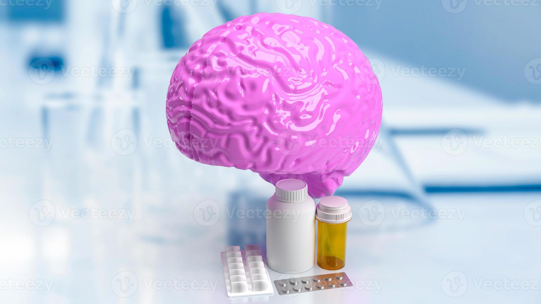 The brain and drug  for sci or medical concept 3d rendering photo