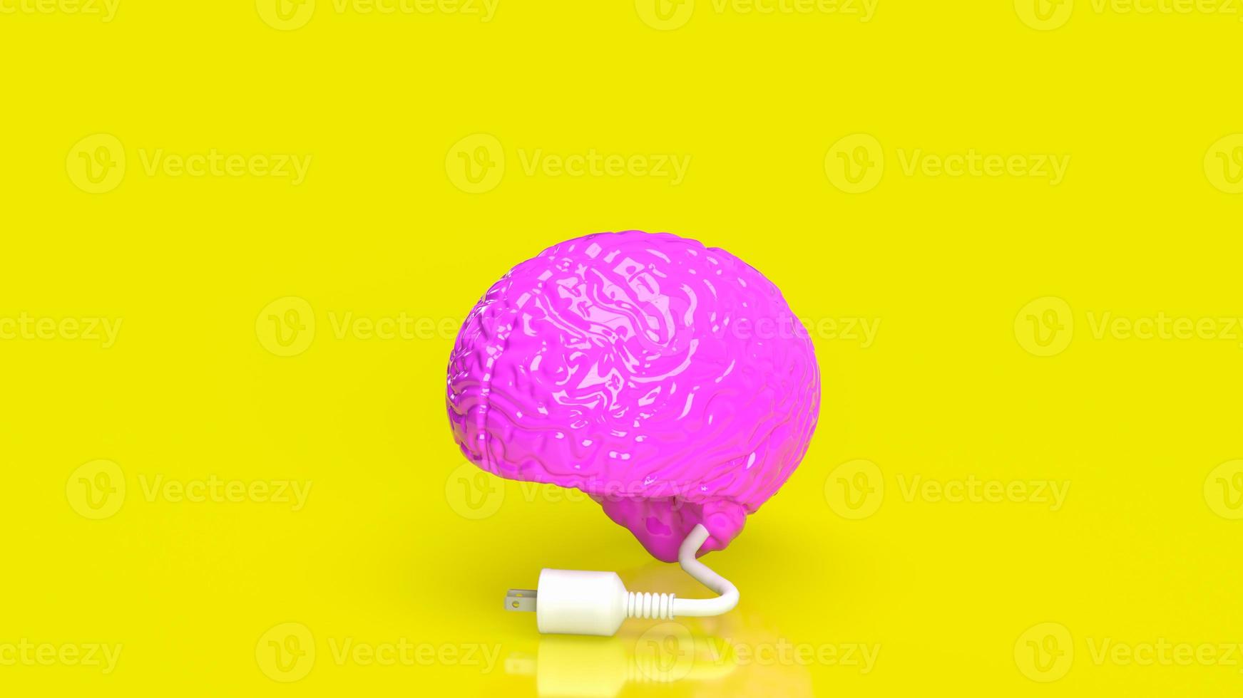 The pink brain and white electric plug for creative or business concept 3d rendering photo