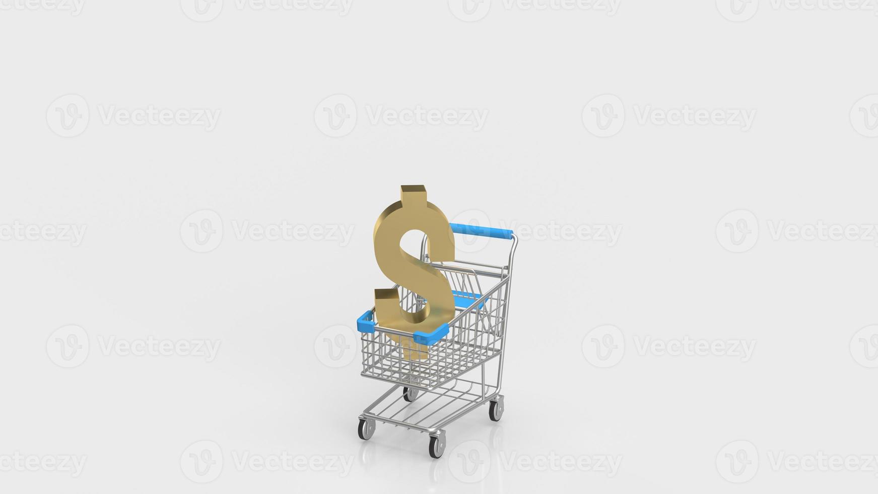 The dollar gold symbol on shopping cart for business concept 3d rendering photo