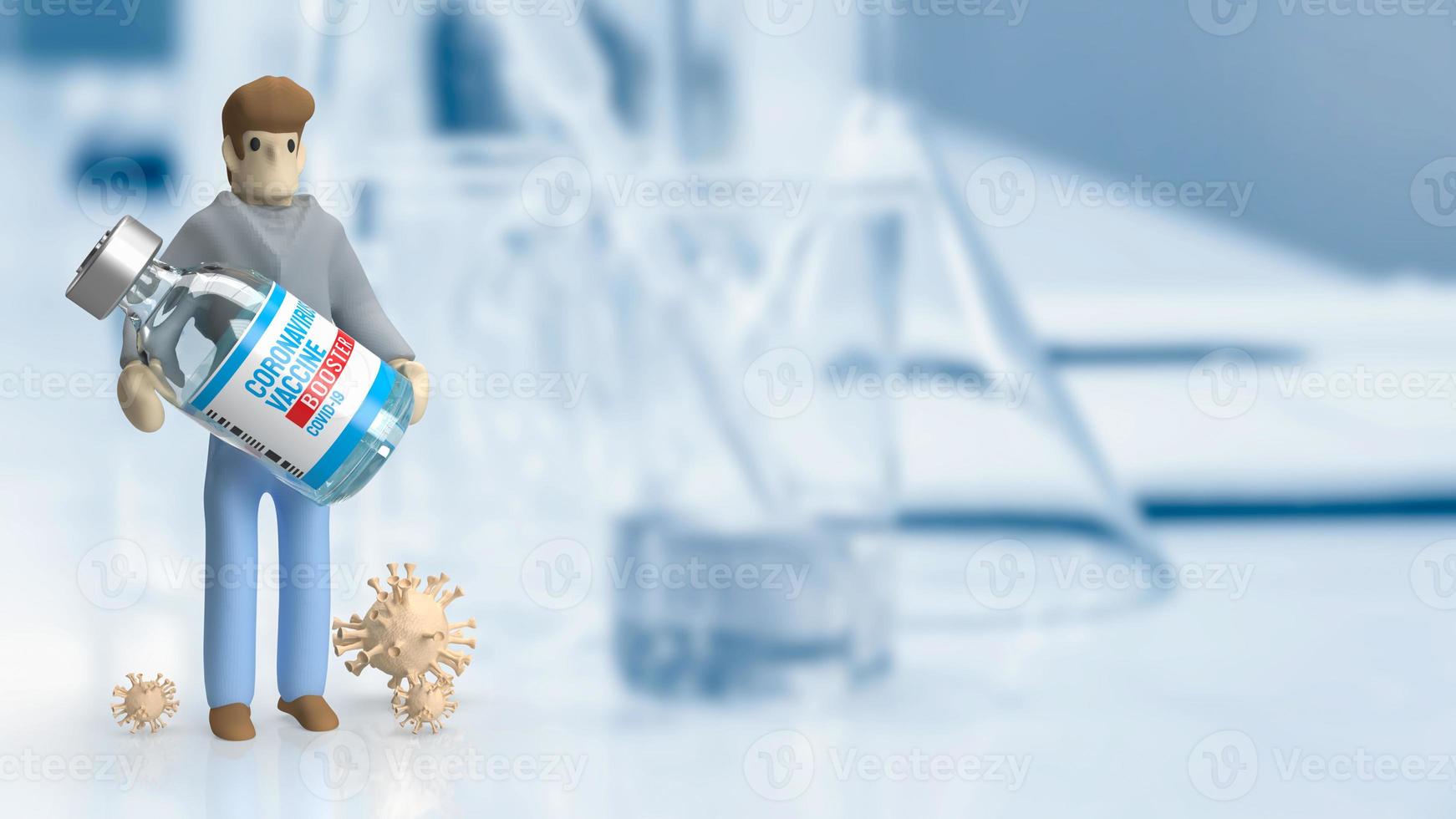 The man hold vaccine booster for sci or medical concept 3d rendering photo