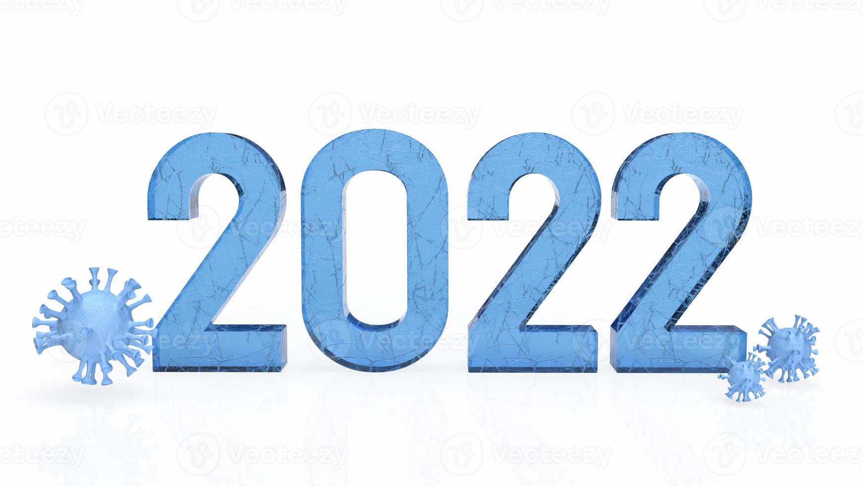 The number 2022 and virus on white background  for sci concept 3d rendering photo