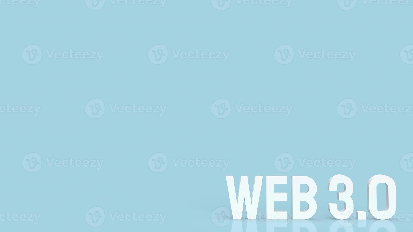 The Web 3.0 white text on  blue background  for technology concept 3d rendering photo