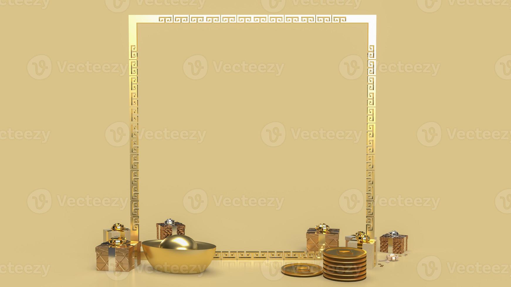 gold 2022 and gift boxes  for Chinese new year  concept 3d rendering photo