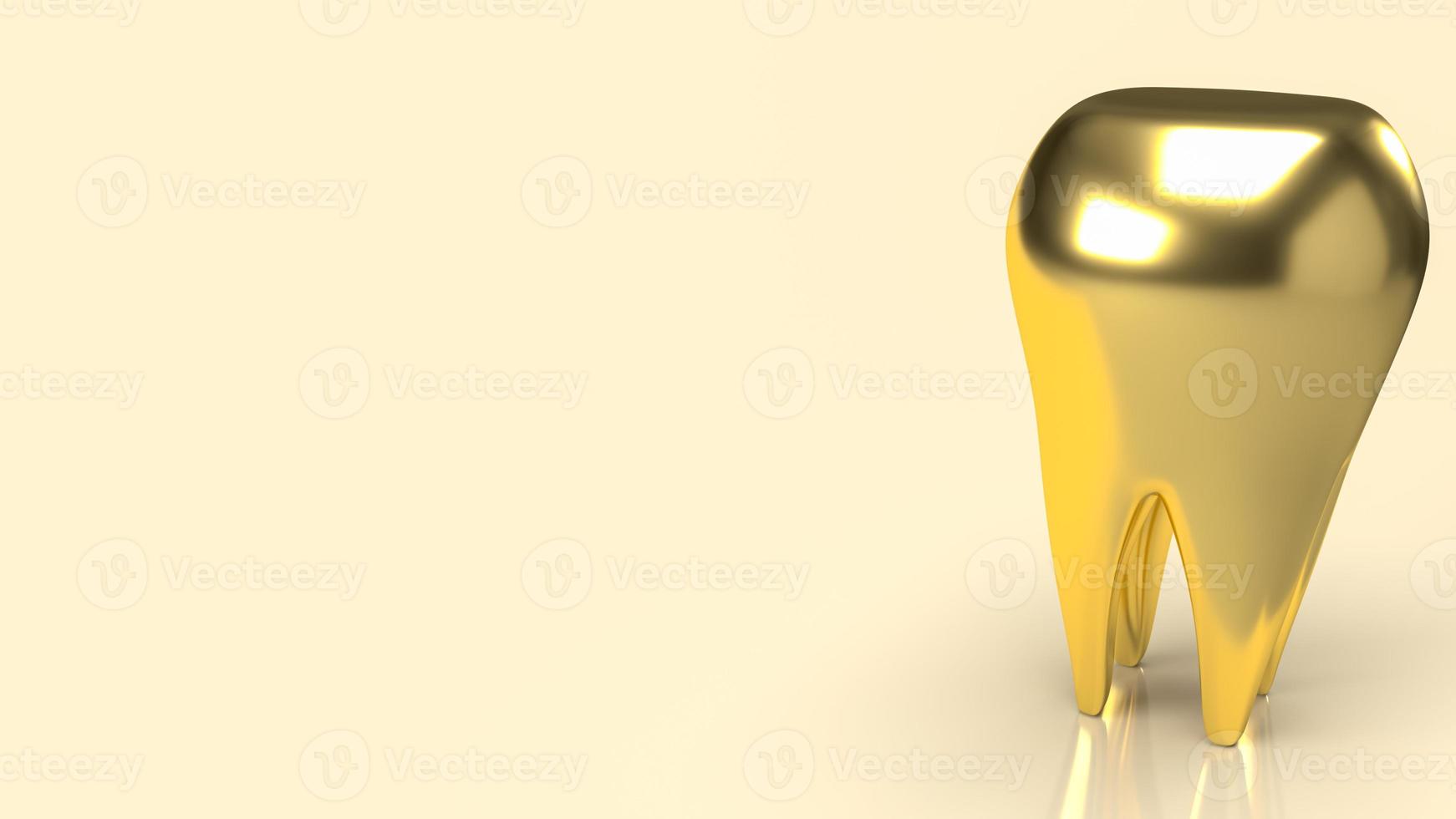 gold tooth  for dental or medical concept 3d rendering photo