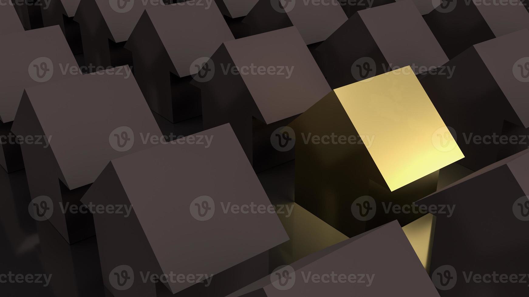 gold house in dark for property or business concept 3d rendering photo