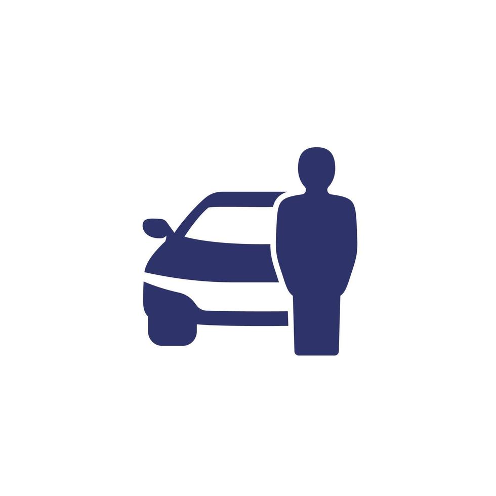 driver and car icon on white vector
