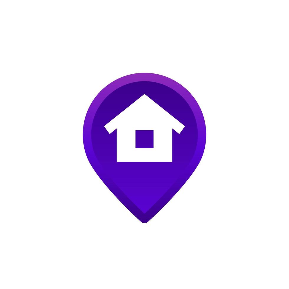 home, house and pin marker vector icon