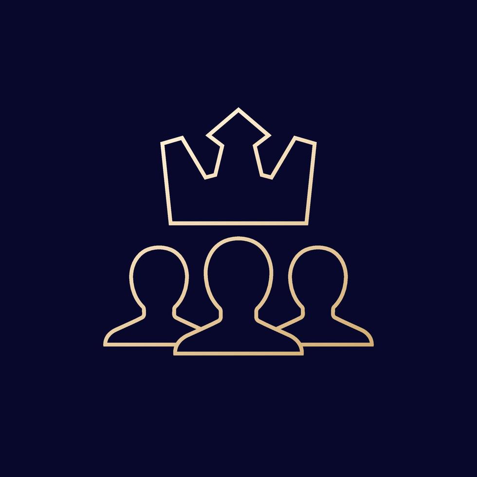 VIP members line icon with crown vector