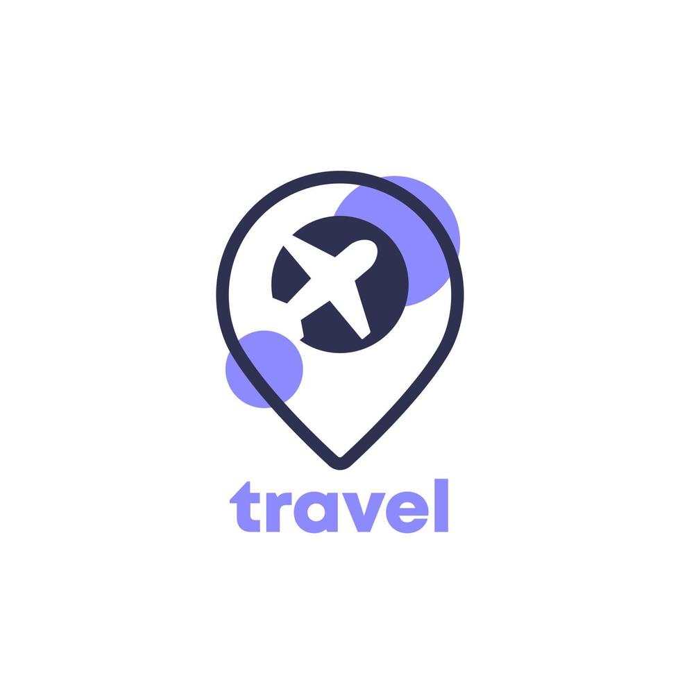 airplane and pin marker logo design vector