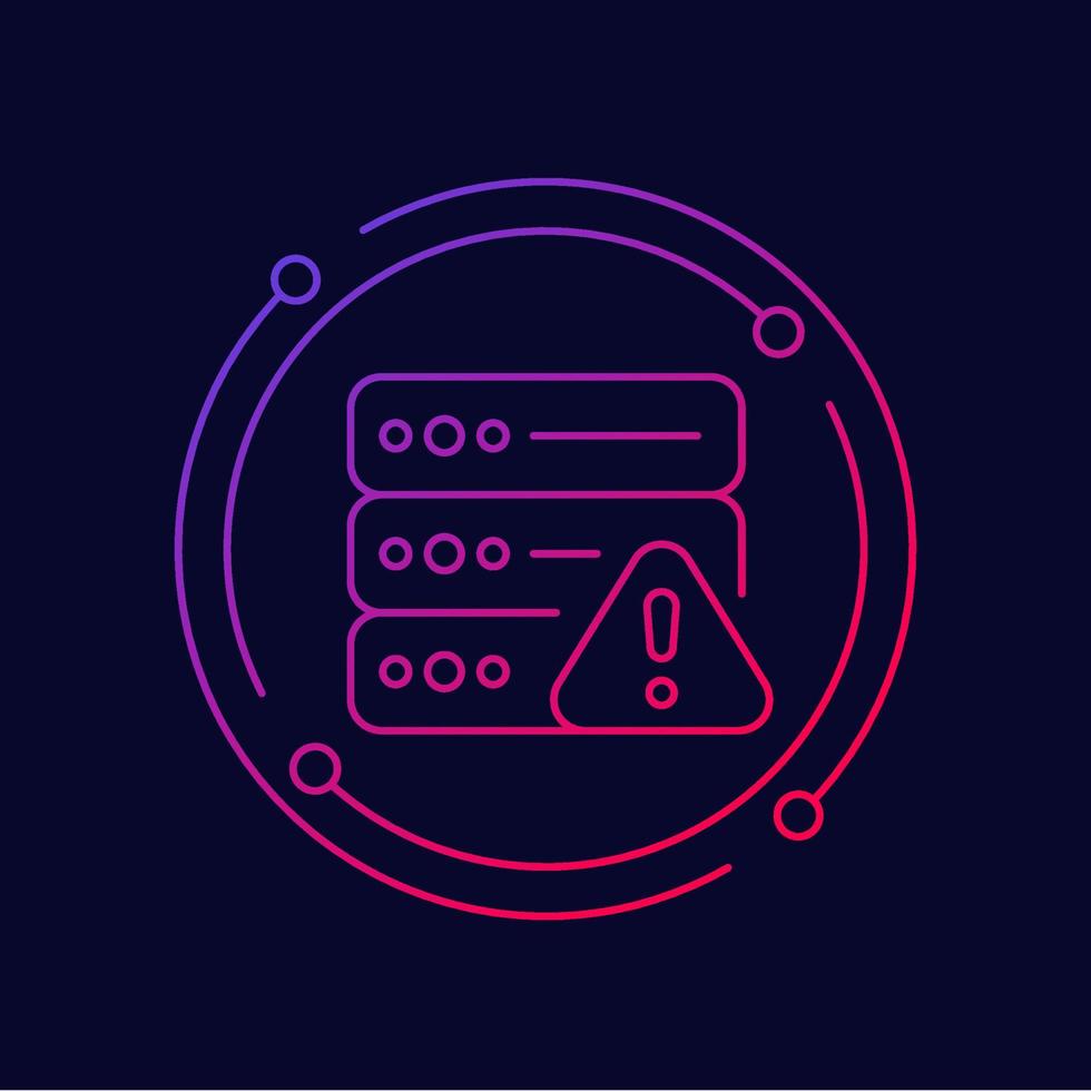 server crash, failure line icon vector