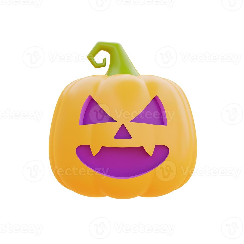 feliz halloween con carácter de calabaza jack-o-lantern aislado sobre fondo blanco, fiesta tradicional de octubre, representación 3d. foto