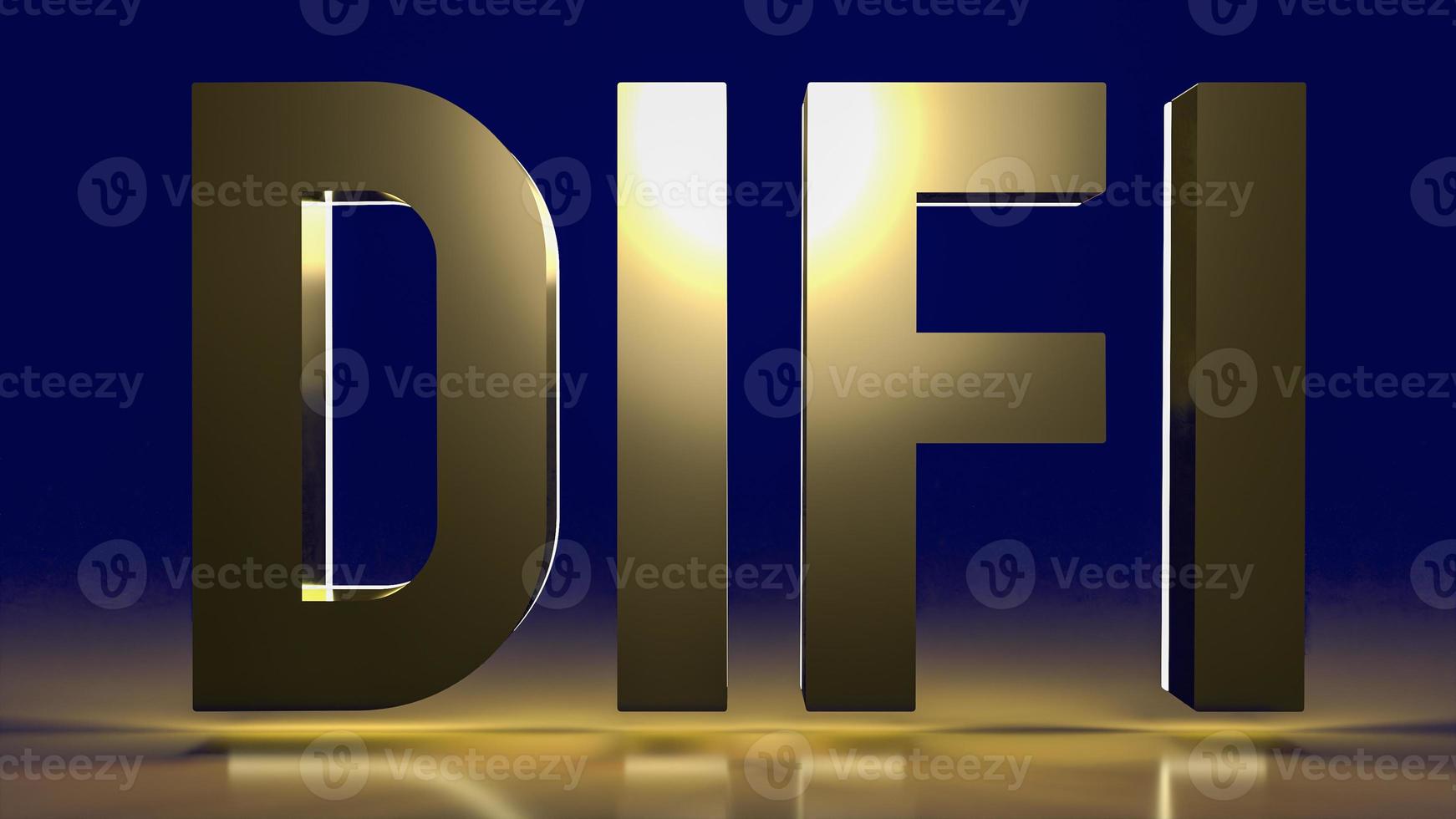 The gold defi text  in dark blue background  for business concept 3d rendering photo