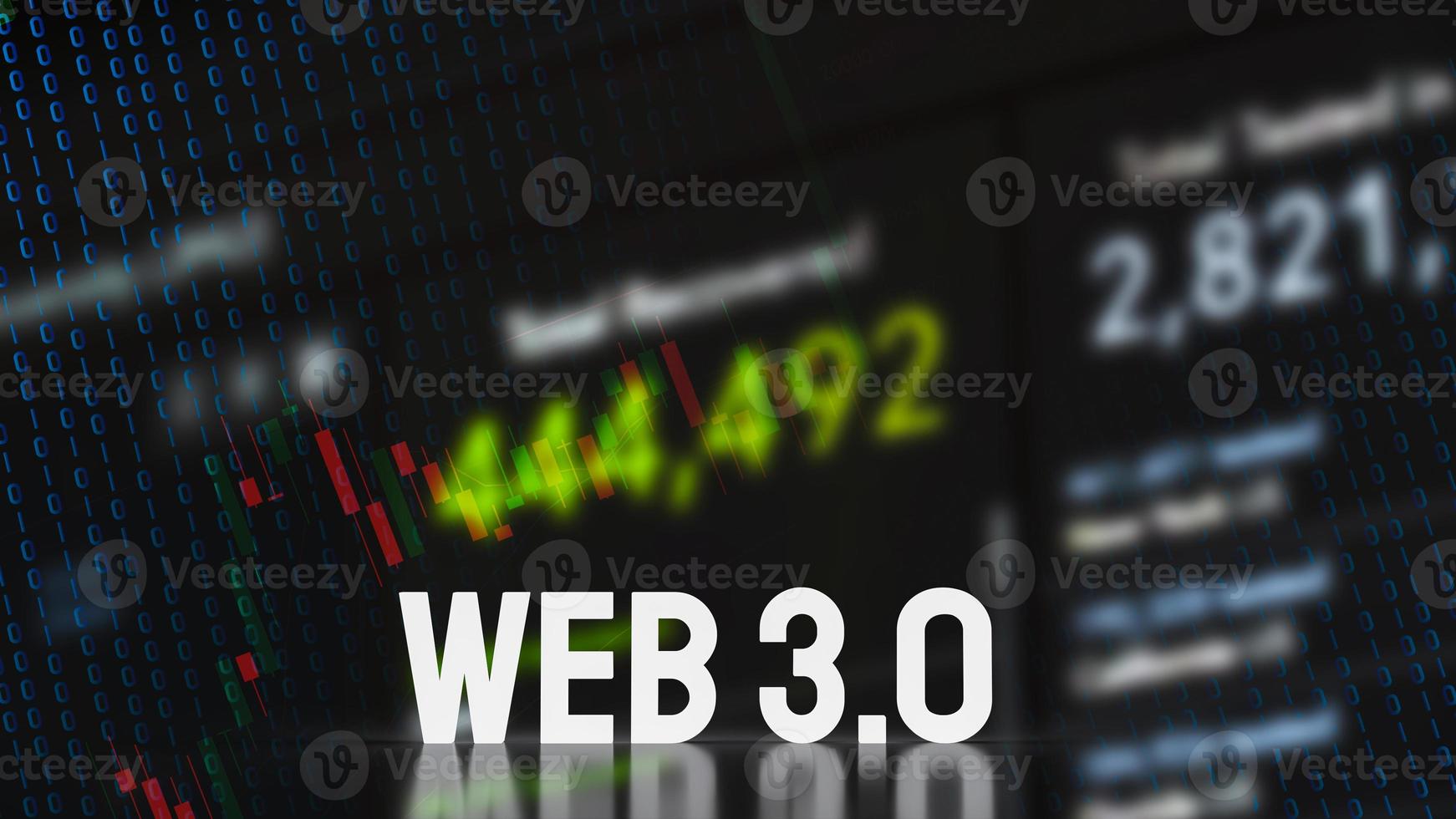 The text Web 3.0 on business background for technology concept 3d rendering photo