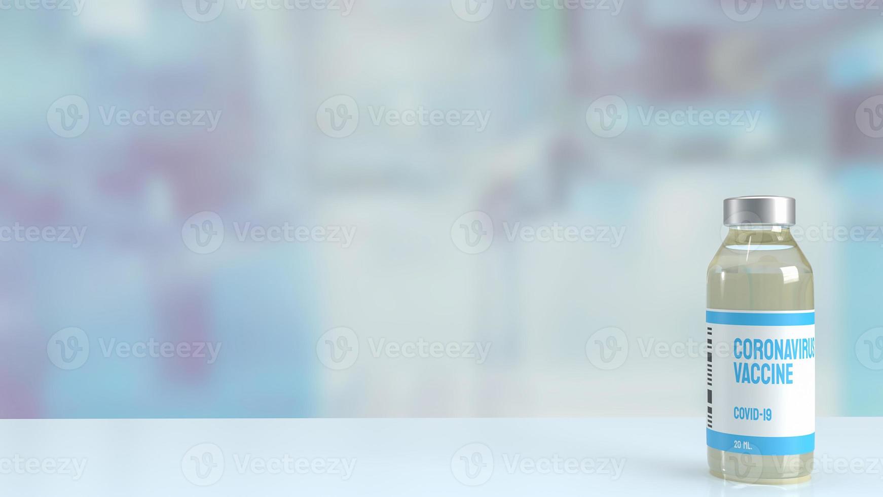 The vaccine on white table in science laboratory research  for sci or medical concept 3d rendering photo
