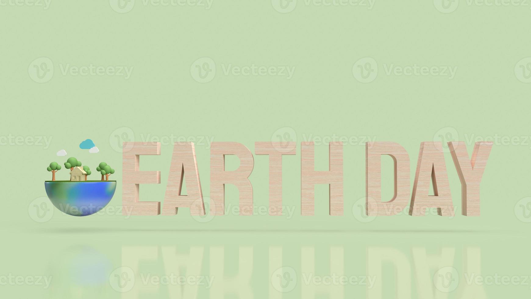 The earth day wood text  for holiday or eco content 3d rendering photo