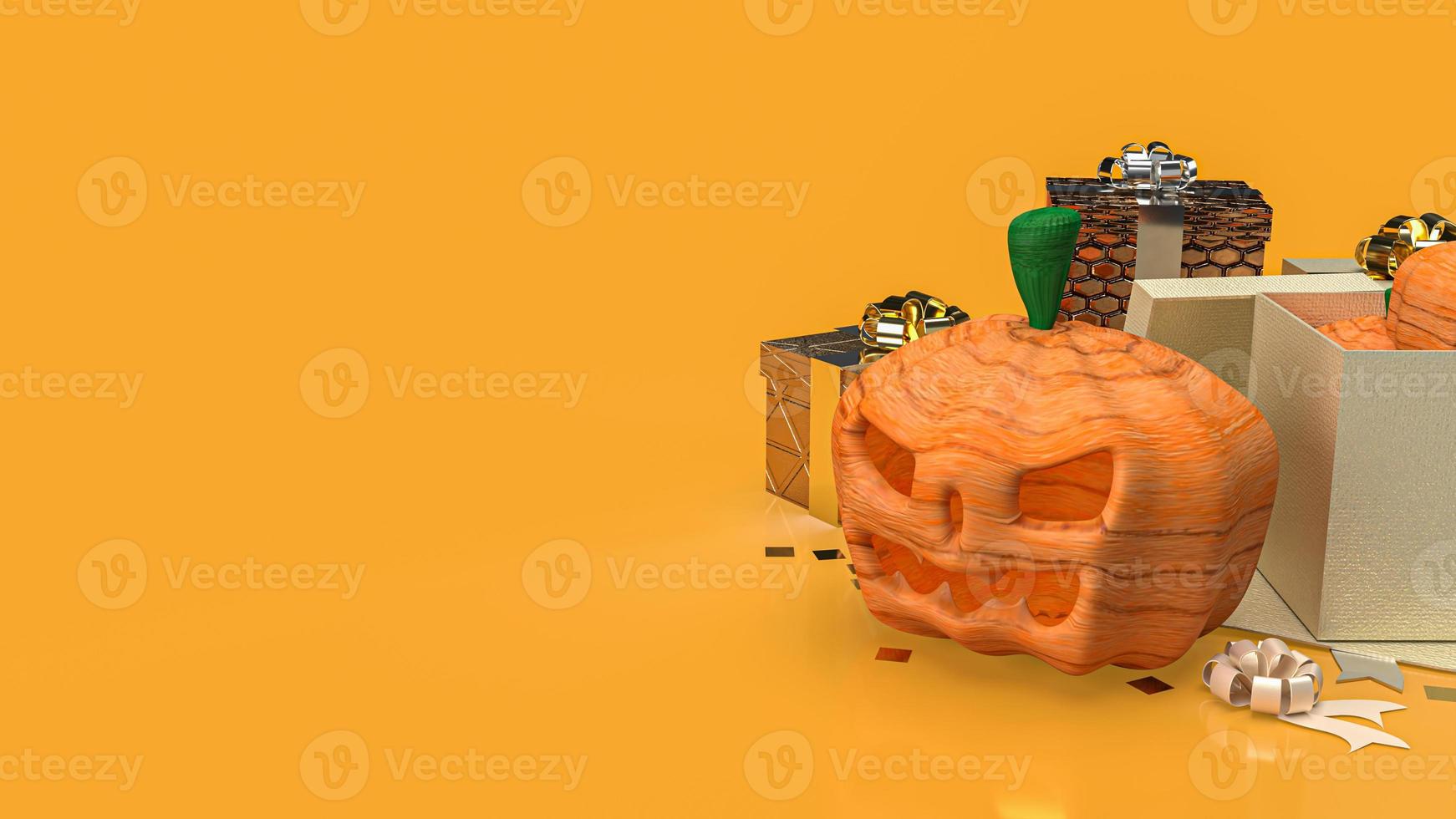 pumpkin jack and gift boxes for Halloween  concept 3d rendering photo
