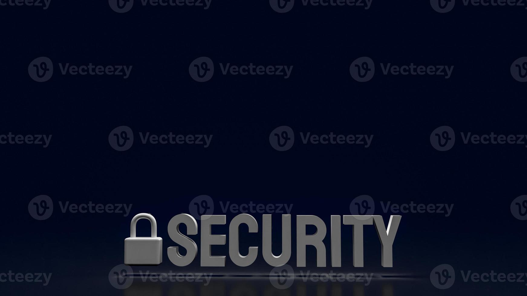 The lock and security text for protection concept 3d rendering photo