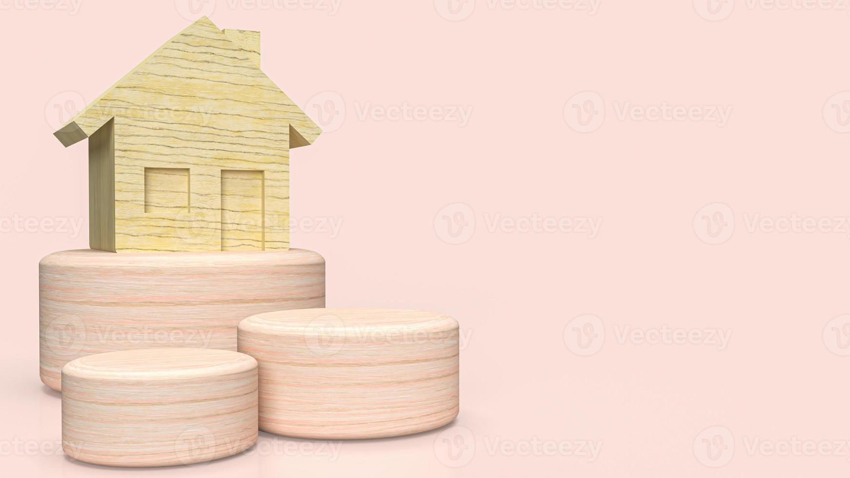 The wood home for property or construction concept 3d rendering photo