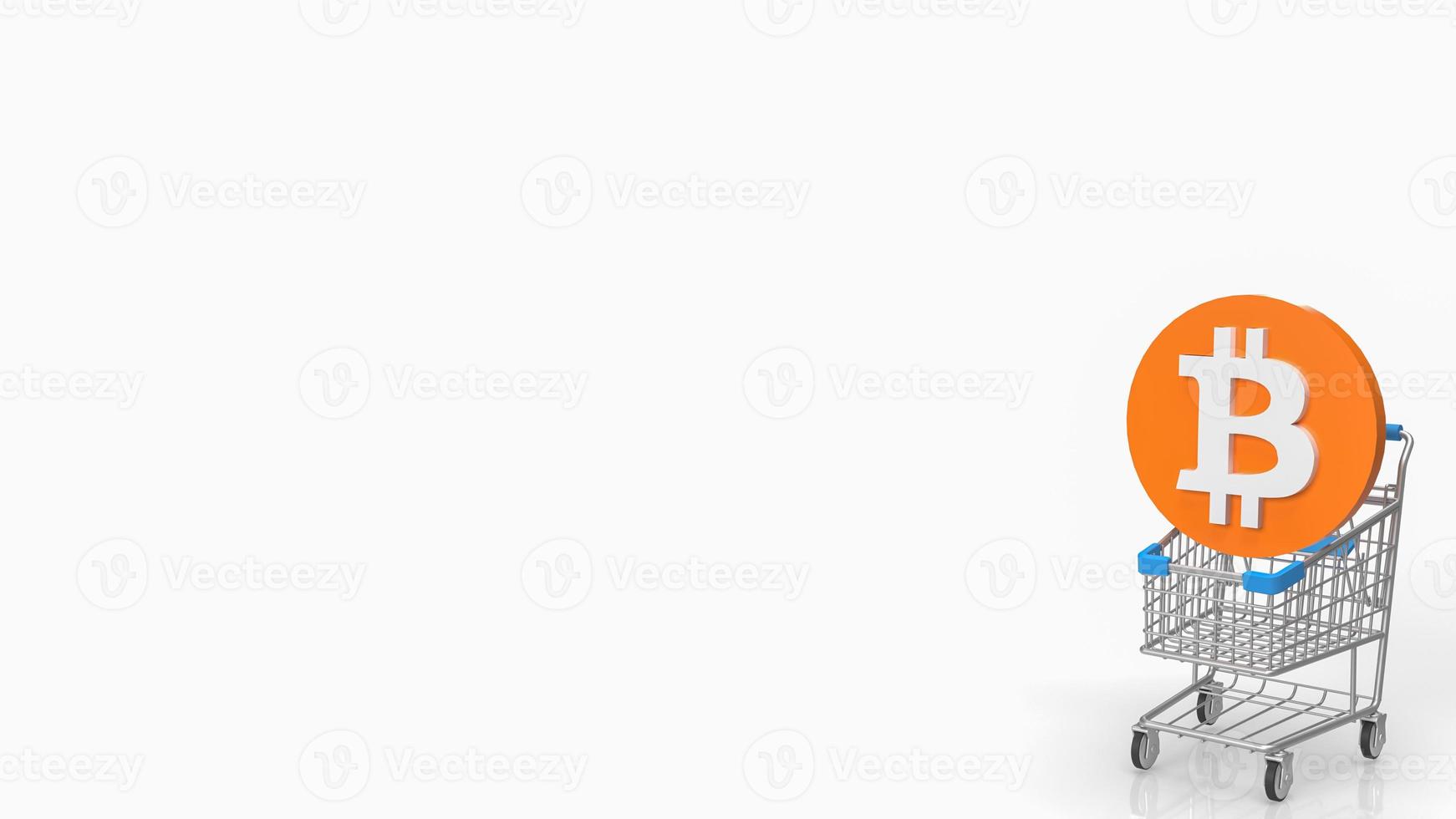 The bitcoin on shopping cart on white background for cryptocurrency concept 3d rendering photo