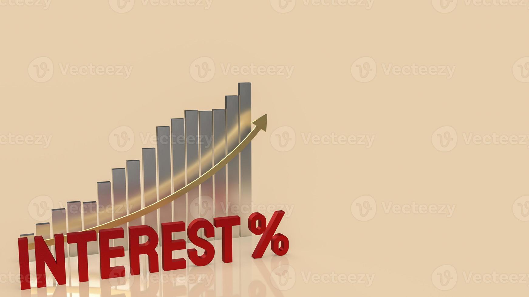 The red interest text and chart for business concept 3d rendering photo