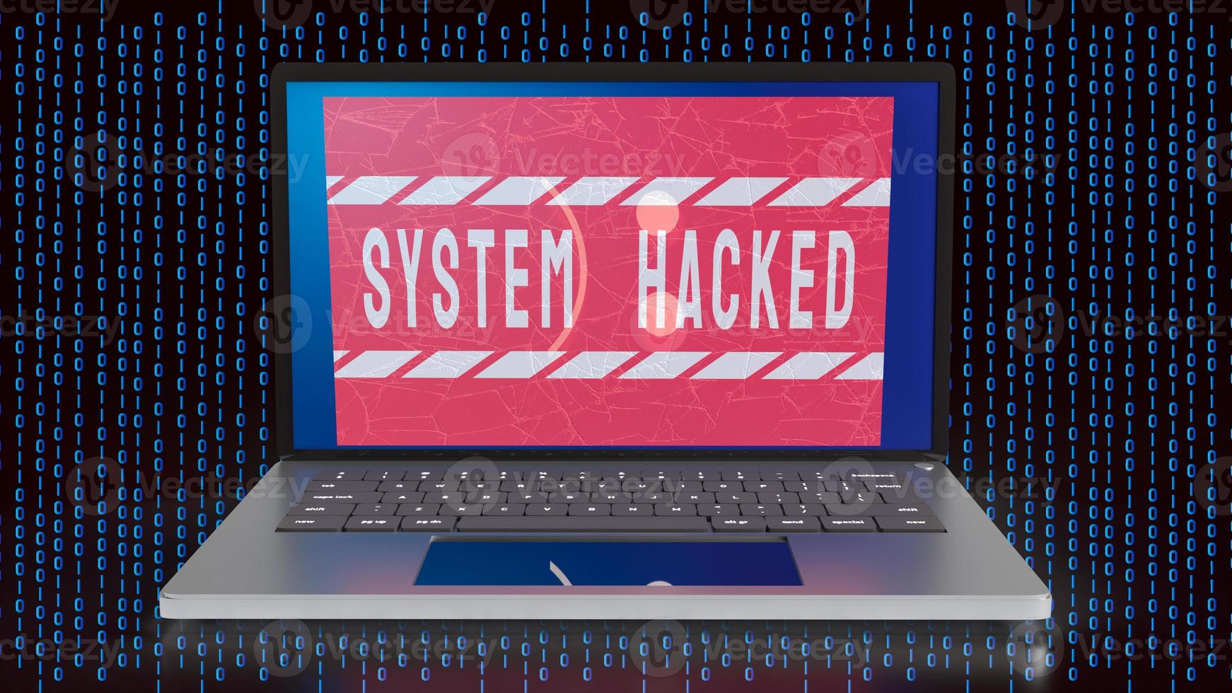 The laptop  on digital background for system hacked for technology concept 3d rendering photo