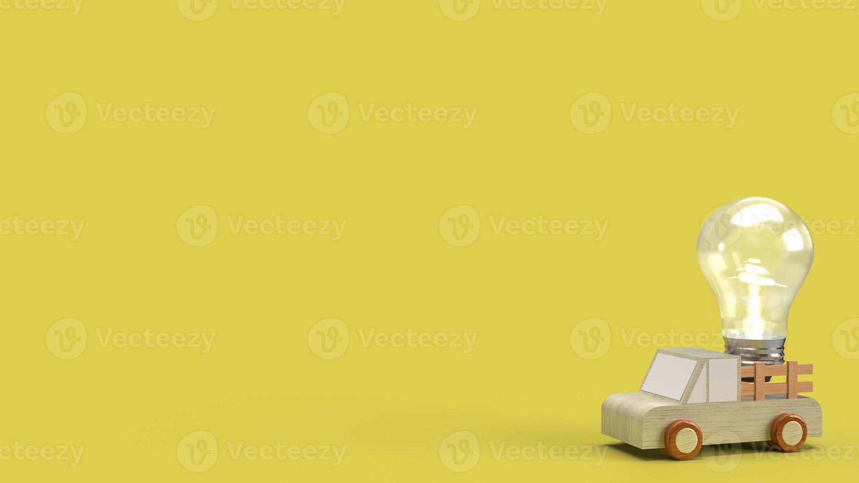 The van truck and lightbulb on yellow background  for business or creative concept 3d rendering photo