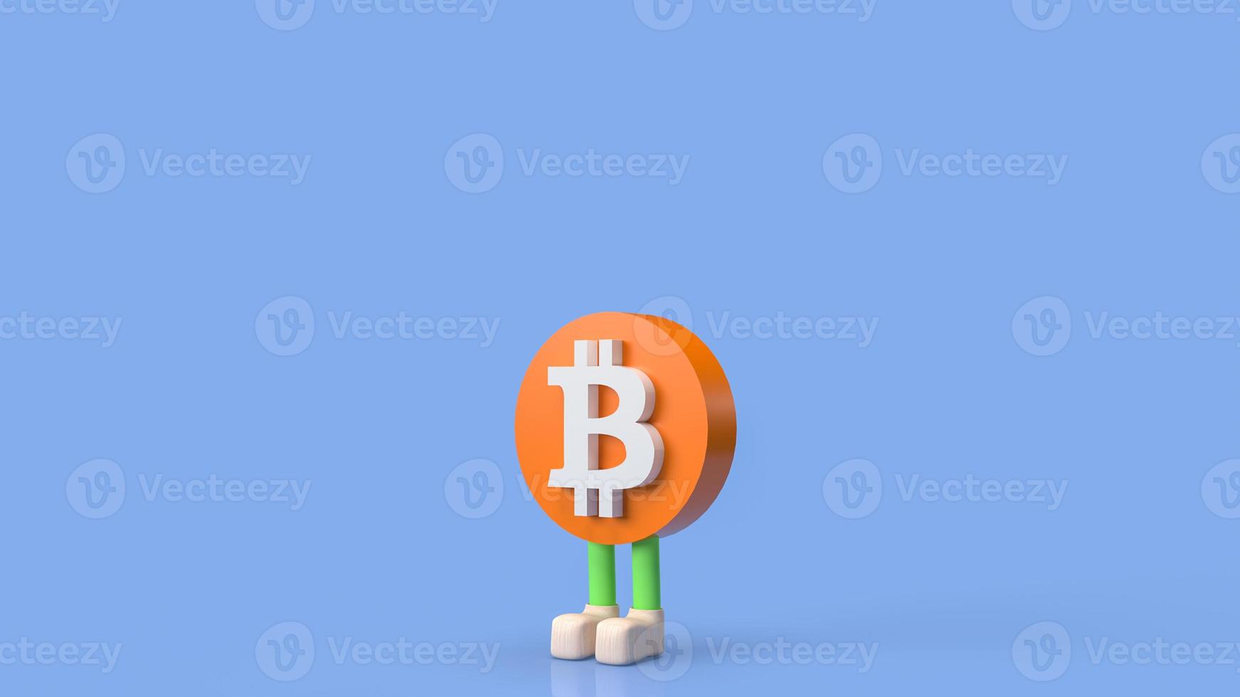 The bitcoin symbol character on blue background for business or technology concept 3d rendering photo
