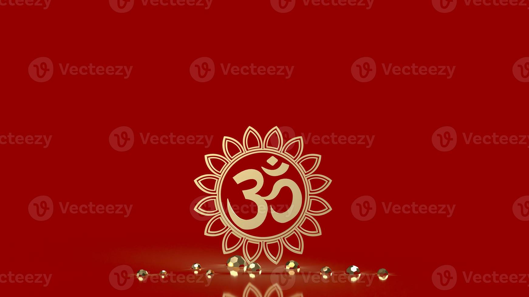 The ohm gold on red background  3d rendering photo