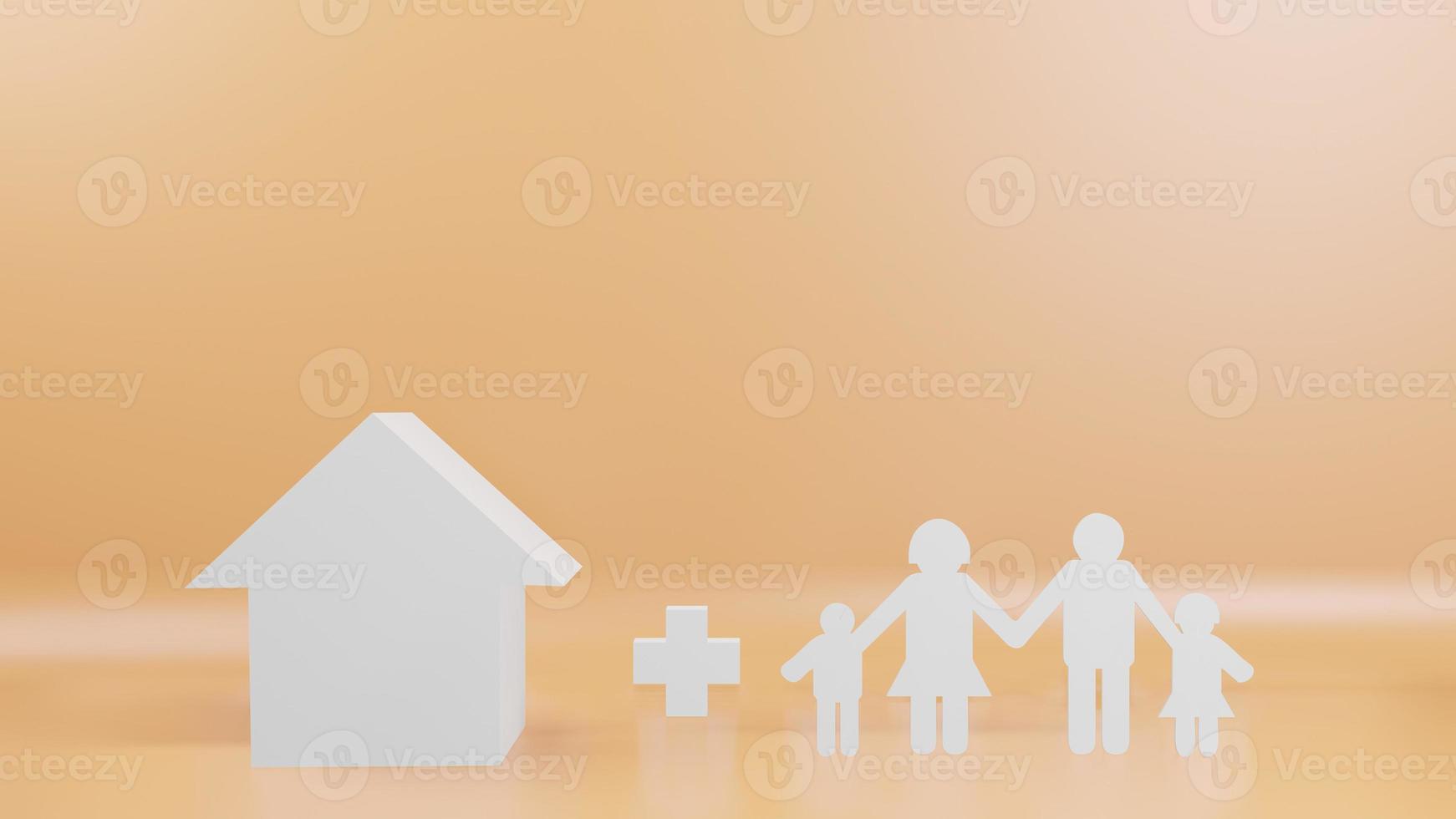 The family cut and house for background  3d rendering photo