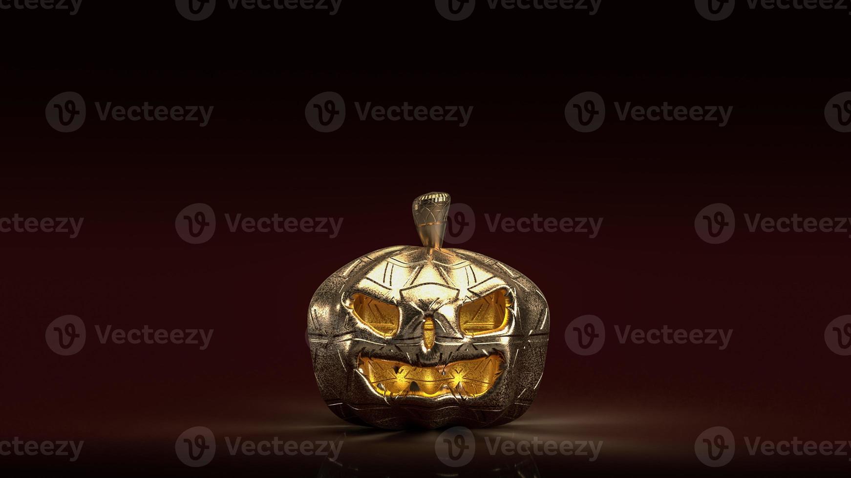 la linterna de calabaza dorada en tono oscuro para el concepto de halloween representación 3d foto