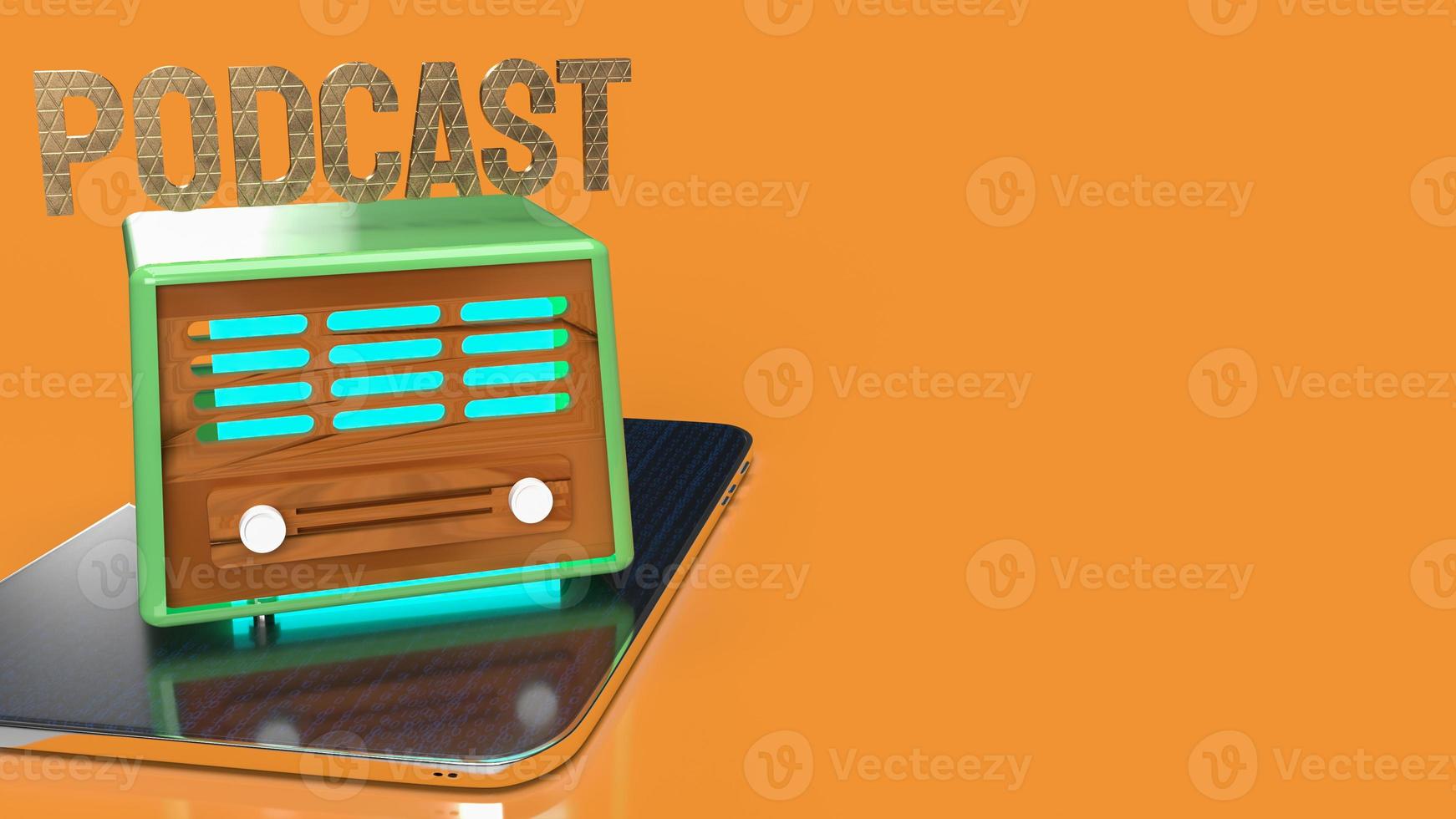 The vintage radio on tablet for podcast or media concept 3d rendering photo