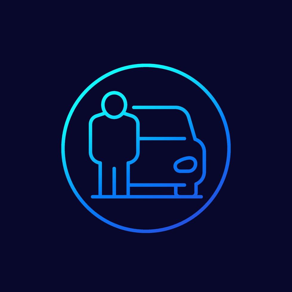 driver and car line icon, vector