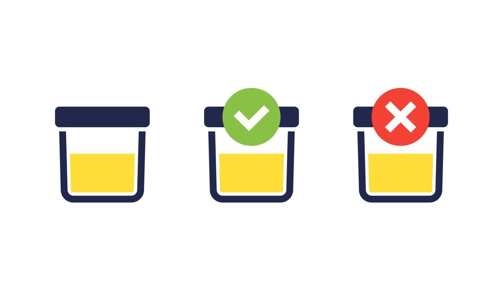 urine test, samples icons, vector