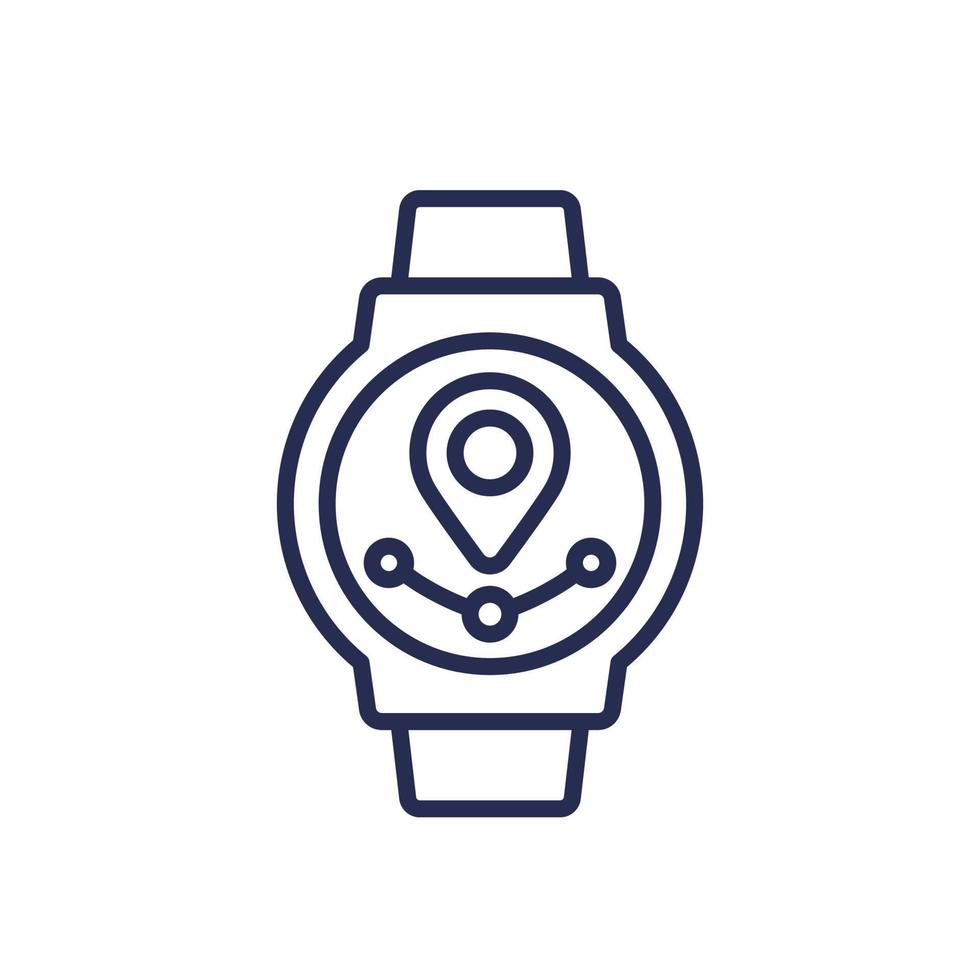 gps watch icon, line vector