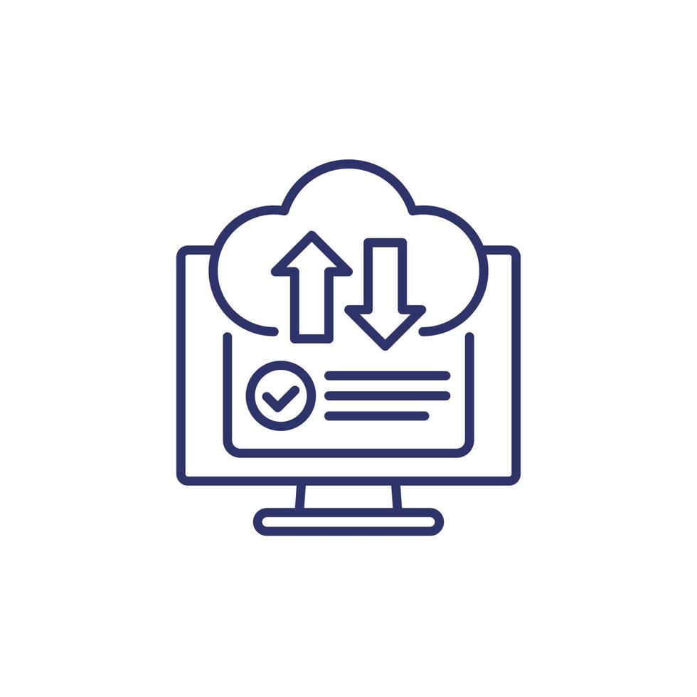 sync with cloud line icon vector
