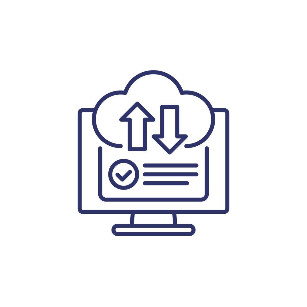 sync with cloud line icon vector