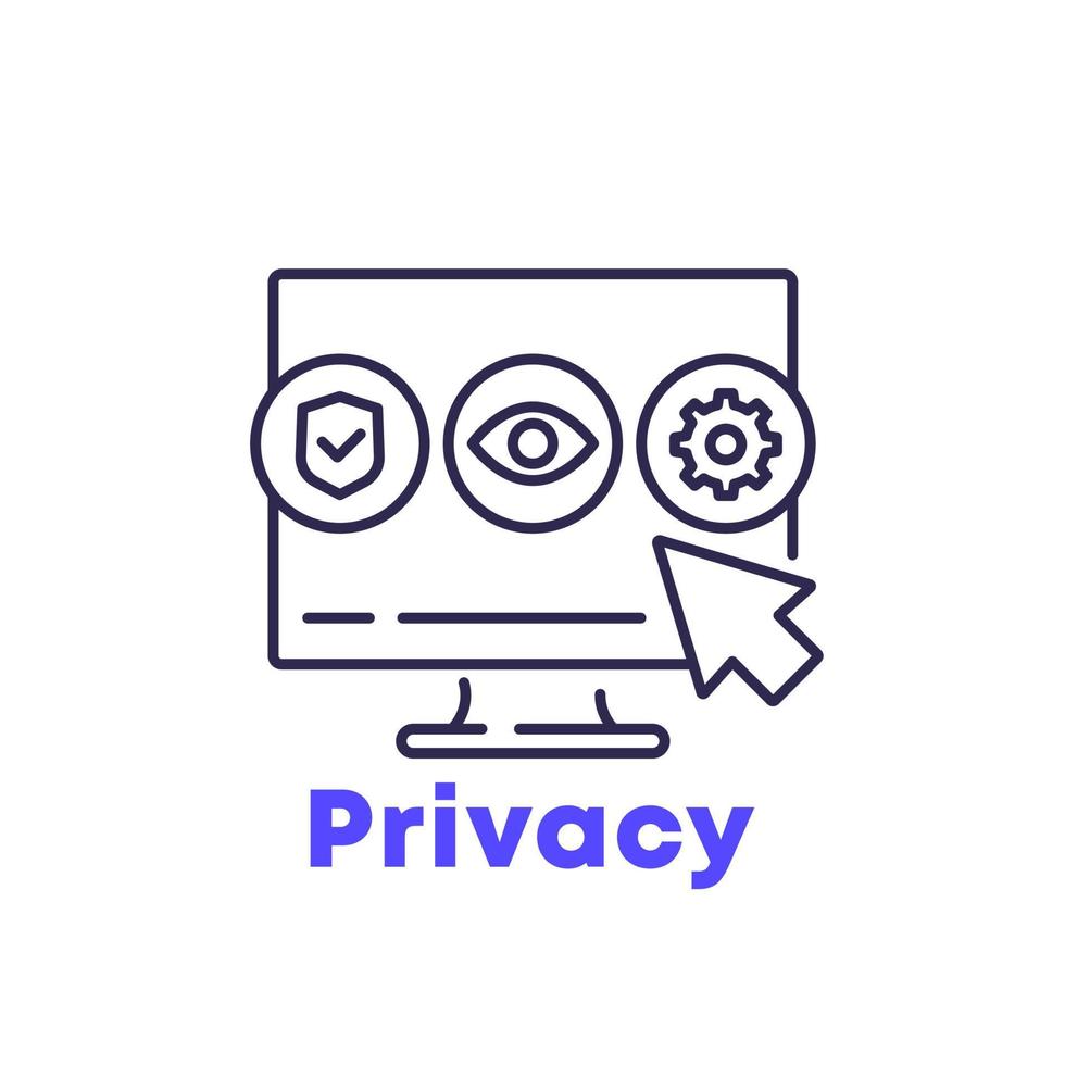 privacy control and security line icon vector