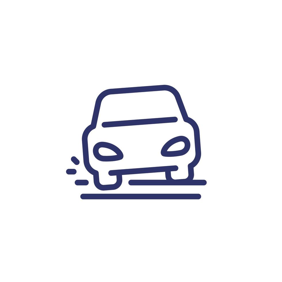 pothole line icon with car on the road vector