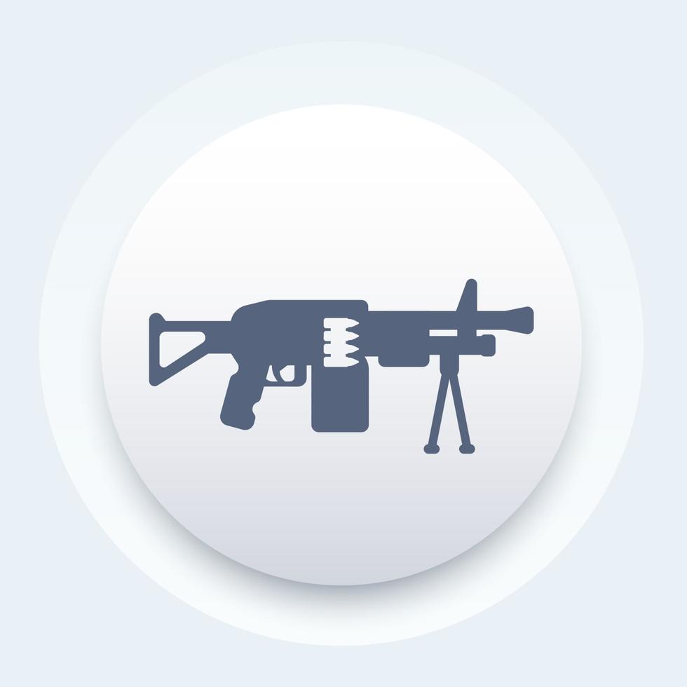 Machine gun icon, automatic firearm, weapon vector